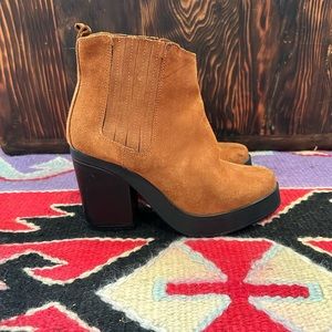 Camel leather suede boots, sz 8.5